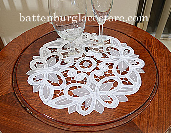 Round Doilies.Christina Crystal Lace. 12" Round. White. 2 pieces